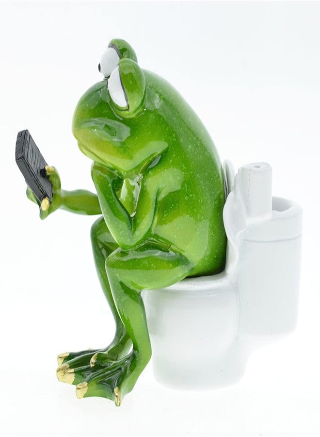 Queemie® Funny Frog Sitting on Toilet Figurine, Thinker Froggy Sculpture Statue, Mascot Frogs Animals Resin Crafts Collectible Figurines for Home Office Bathroom Garden Decoration - Image 5