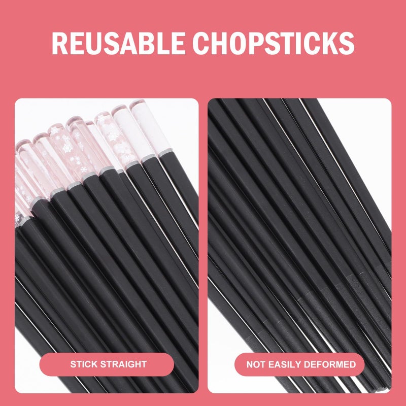 10 Pairs Japanese Style Alloy Chopsticks Heat Resistant Non Slip Long Reusable Household Sushi Eating Utensils For Kitchen Dining - Image 5