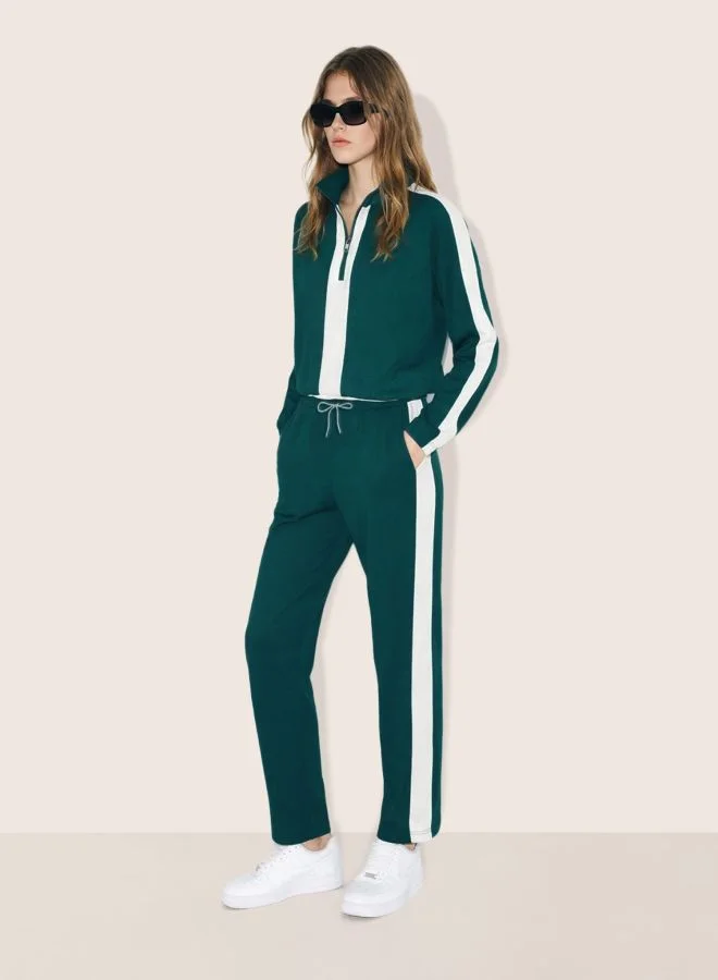 Freehand  Women Relaxed Fit Colourblocked Long Sleeve High Rise Sweatshirt and Pants Co-Ords Set  | Best Price UAE