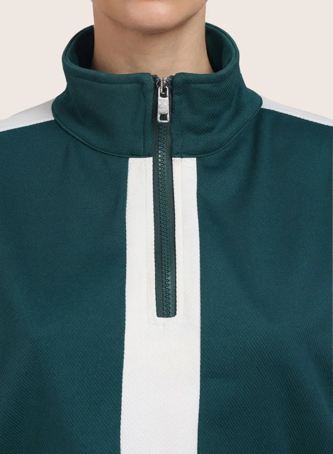 Freehand  Women Relaxed Fit Colourblocked Long Sleeve High Rise Sweatshirt and Pants Co-Ords Set  | Best Price UAE