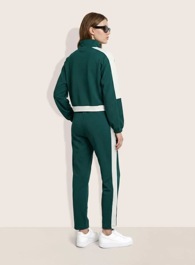 Freehand  Women Relaxed Fit Colourblocked Long Sleeve High Rise Sweatshirt and Pants Co-Ords Set  | Best Price UAE