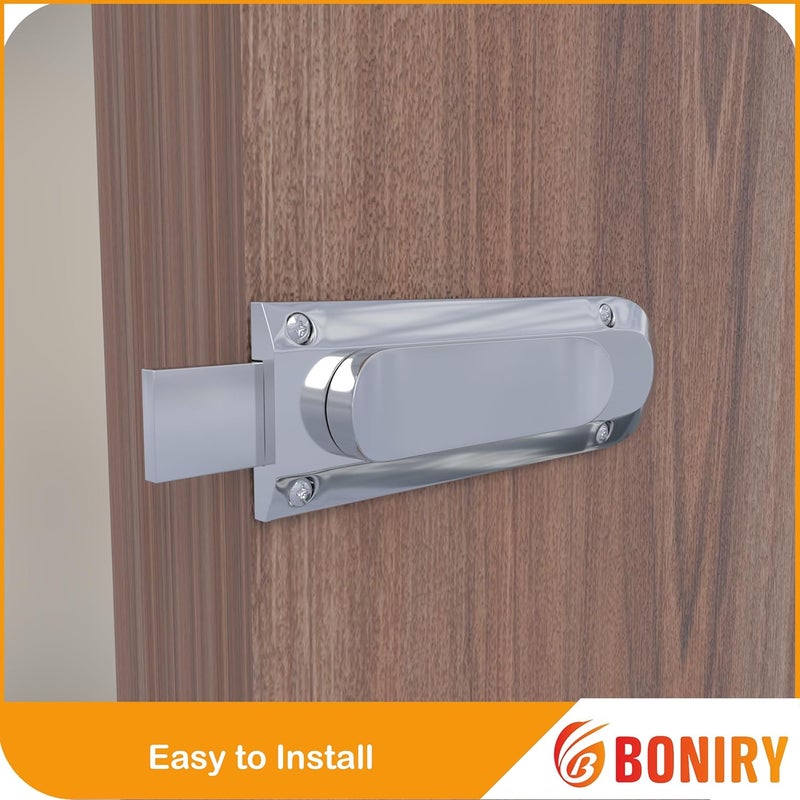 Boniry Door Latch Lock Solid Metal Door Stopper for Bathroom Home Office Easy Install Smooth Sliding Heavy Duty Latch 2 Silver - Image 3