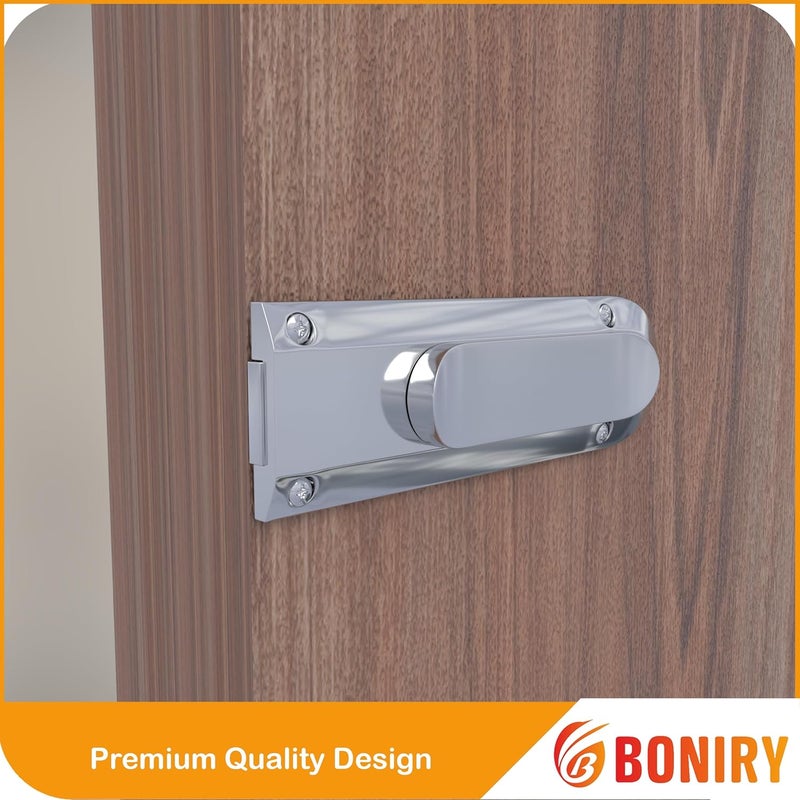 Boniry Door Latch Lock Solid Metal Door Stopper for Bathroom Home Office Easy Install Smooth Sliding Heavy Duty Latch 2 Silver - Image 4
