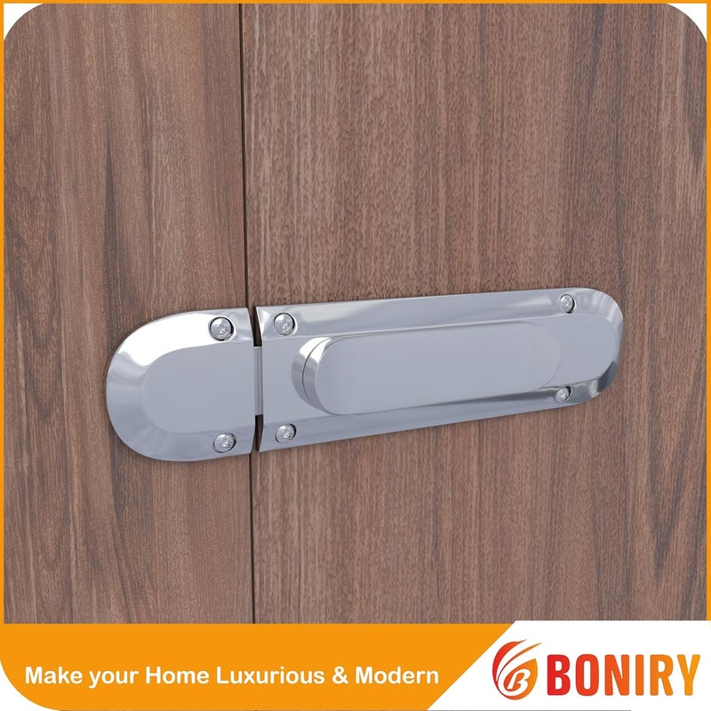 Boniry Door Latch Lock Solid Metal Door Stopper for Bathroom Home Office Easy Install Smooth Sliding Heavy Duty Latch 2 Silver - Image 2