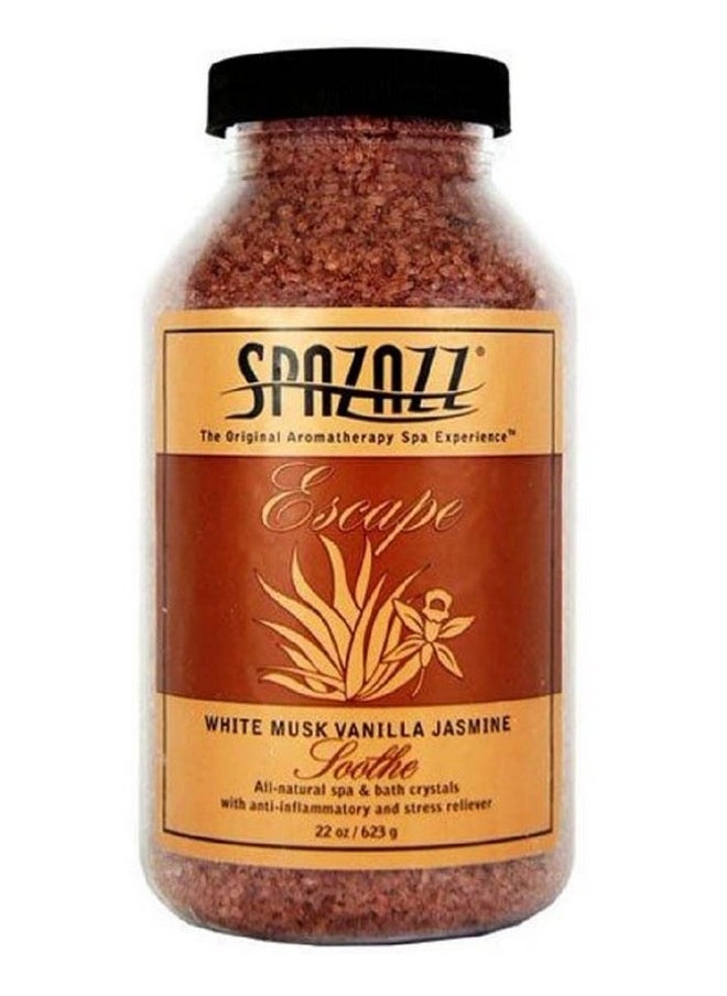 spazazz Spz110 Escape Aromatherapy Crystals Container 22Ounce White Musk Jasmine Vanilla Soothe 