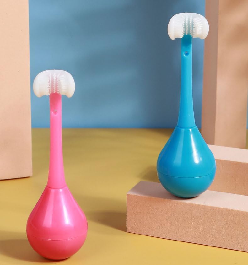 ABUDIT 3 Sided Toothbrush For Kids, Three Sided Children's Toothbrush, 3D Kids Three-Sided Toothbrush Training, Kids Soft Bristle Toothbrush, Manual - Image 4