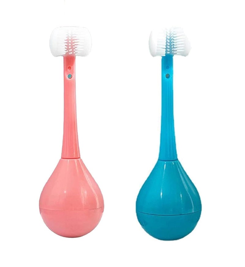 ABUDIT 3 Sided Toothbrush For Kids, Three Sided Children's Toothbrush, 3D Kids Three-Sided Toothbrush Training, Kids Soft Bristle Toothbrush, Manual - Image 1