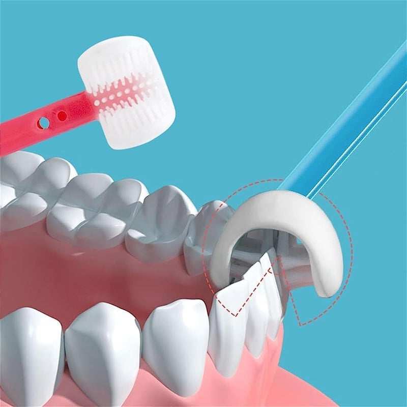 ABUDIT 3 Sided Toothbrush For Kids, Three Sided Children's Toothbrush, 3D Kids Three-Sided Toothbrush Training, Kids Soft Bristle Toothbrush, Manual - Image 5