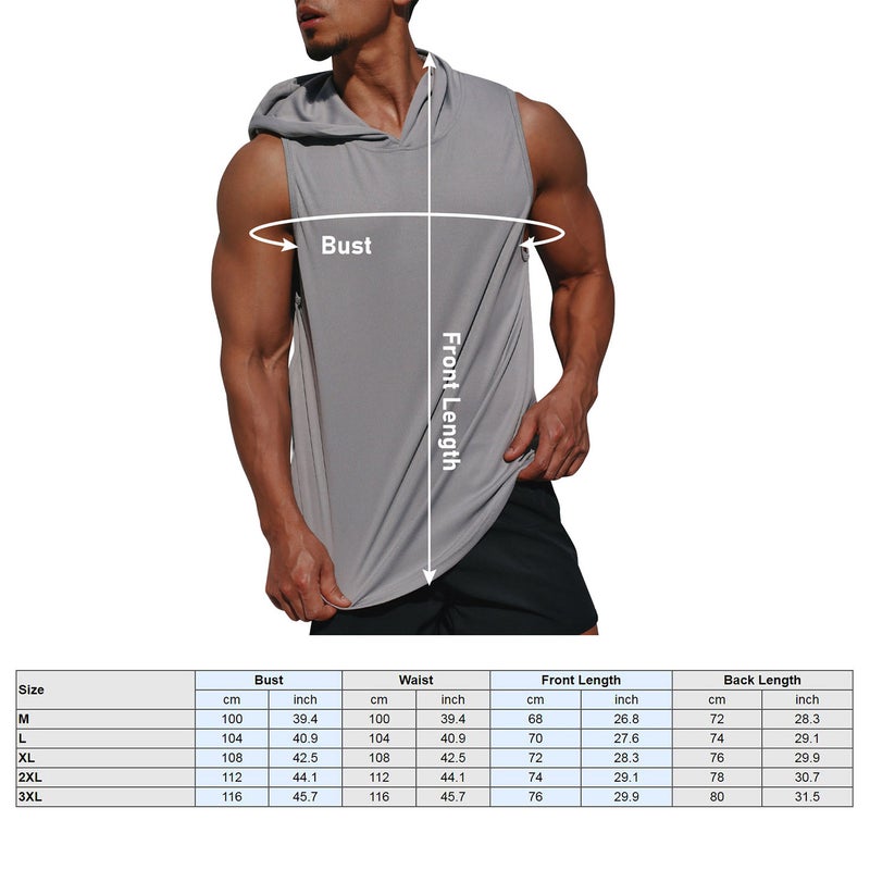 Men Hooded Vest Sport Basketball Gym Workout Quick Dry Loose Tank Tops Sportswear - Image 3