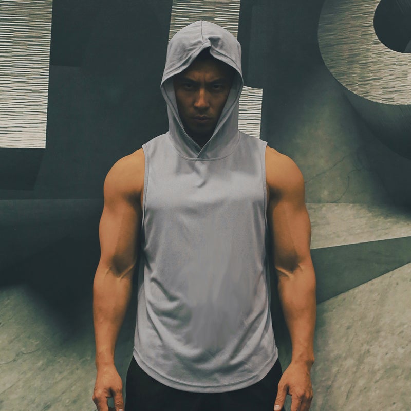 Men Hooded Vest Sport Basketball Gym Workout Quick Dry Loose Tank Tops Sportswear - Image 5