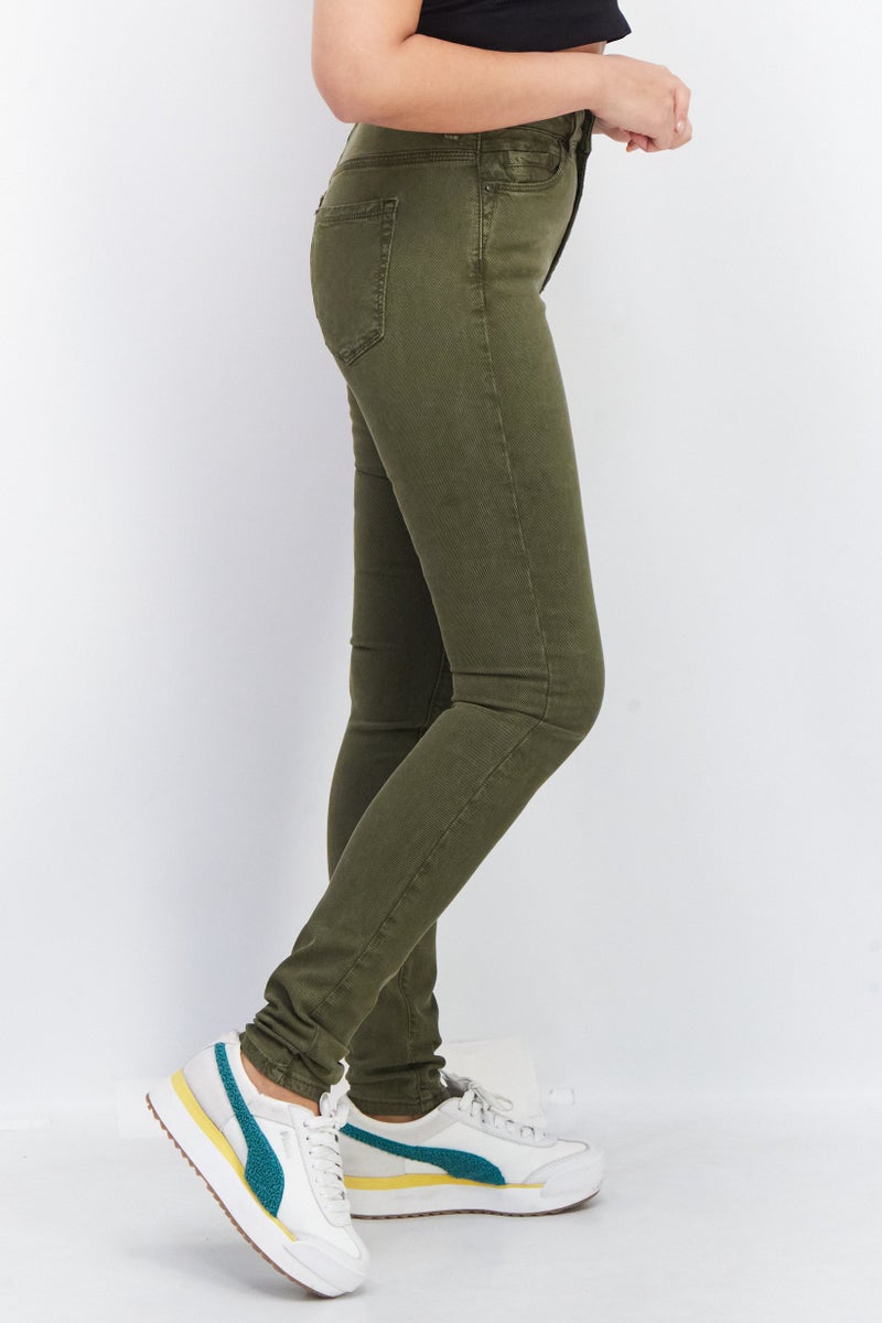 ESPRIT Women Skinny Fit Washed Stretchable Jeans, Olive - Image 2