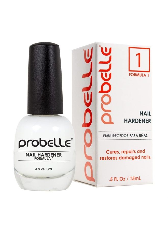 Probelle Nail Hardener Formula 1 - Repair Damaged Nails, Extra Strong Nail Growth Treatment For Brittle Nails, Grows and Restores Soft, Weak Nails, Aids Splitting, Breaking, Peeling Nails, Sheer White - Image 1