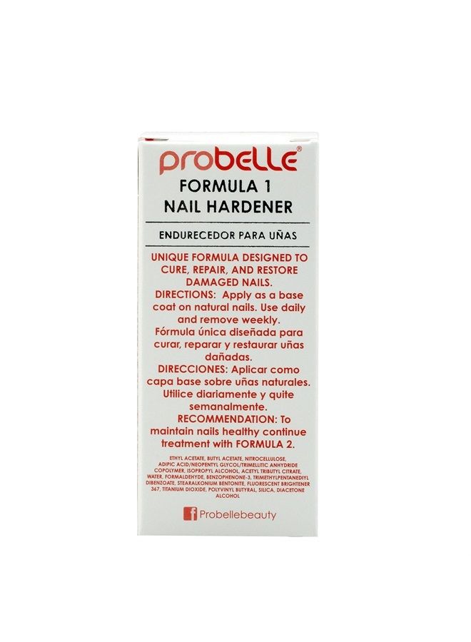 Probelle Nail Hardener Formula 1 - Repair Damaged Nails, Extra Strong Nail Growth Treatment For Brittle Nails, Grows and Restores Soft, Weak Nails, Aids Splitting, Breaking, Peeling Nails, Sheer White - Image 2