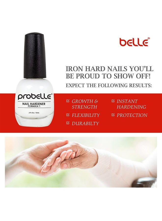 Probelle Nail Hardener Formula 1 - Repair Damaged Nails, Extra Strong Nail Growth Treatment For Brittle Nails, Grows and Restores Soft, Weak Nails, Aids Splitting, Breaking, Peeling Nails, Sheer White - Image 5