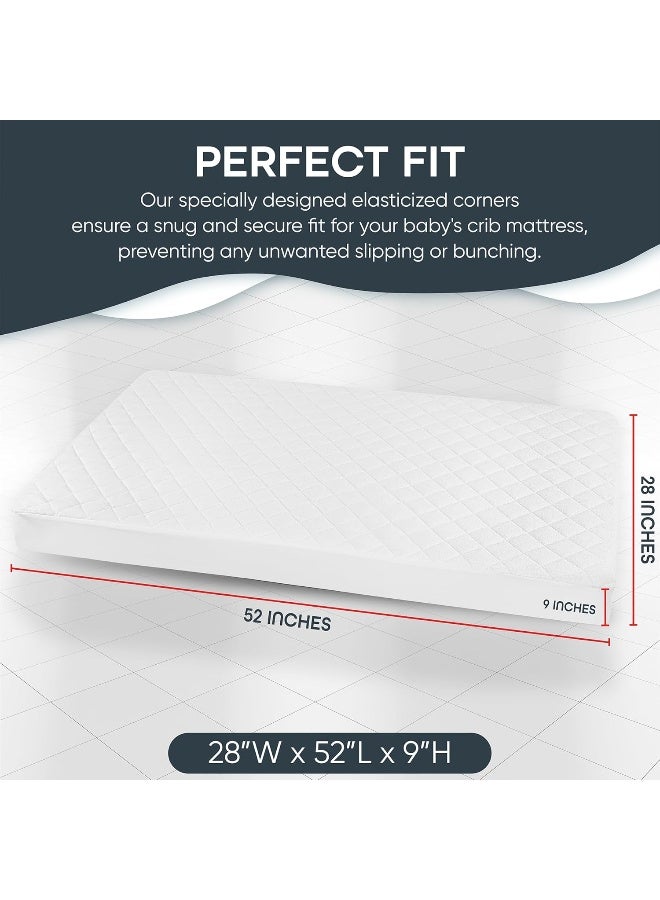 Crib Mattress Protector Cover - Comfortable, Breathable and Waterproof Bamboo Material