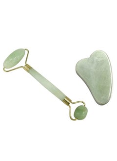 Rubik 2 in 1 Jade Rolle Natural Jade Facial Roller for Facial Massage,Face Neck Body Massager Tool Reduce Wrinkles Aging Green  - Image 1