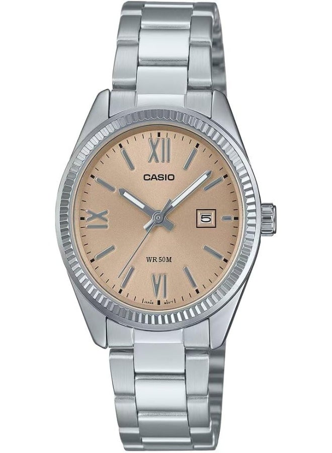 CASIO ساعة يد دائرية الشكل بسوار من الفولاذ المقاوم للصدأ تناظرية LTP-1302DD-4A2VDF - Image 2