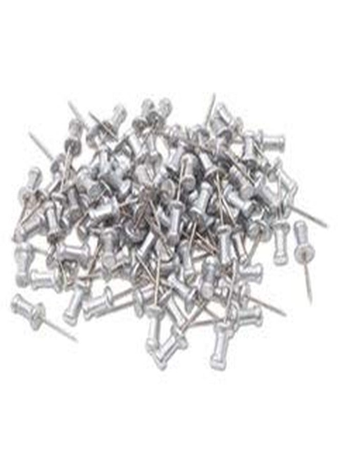 Klingy Push Pins, Steel Aluminum Head Push Pins - Sharp Steel Point - Silver, 3/8” Long – Box of 100 - Image 1