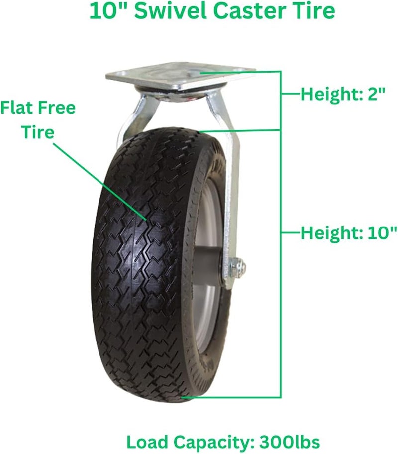 Marathon 10 Swivel Caster with Flat Free Tire - Image 3