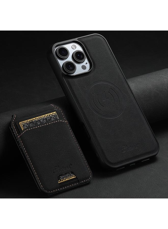 Suteni Case For iPhone 16 Pro Max H16 Litchi Texture Leather Detachable Wallet Back Phone Case - Image 2