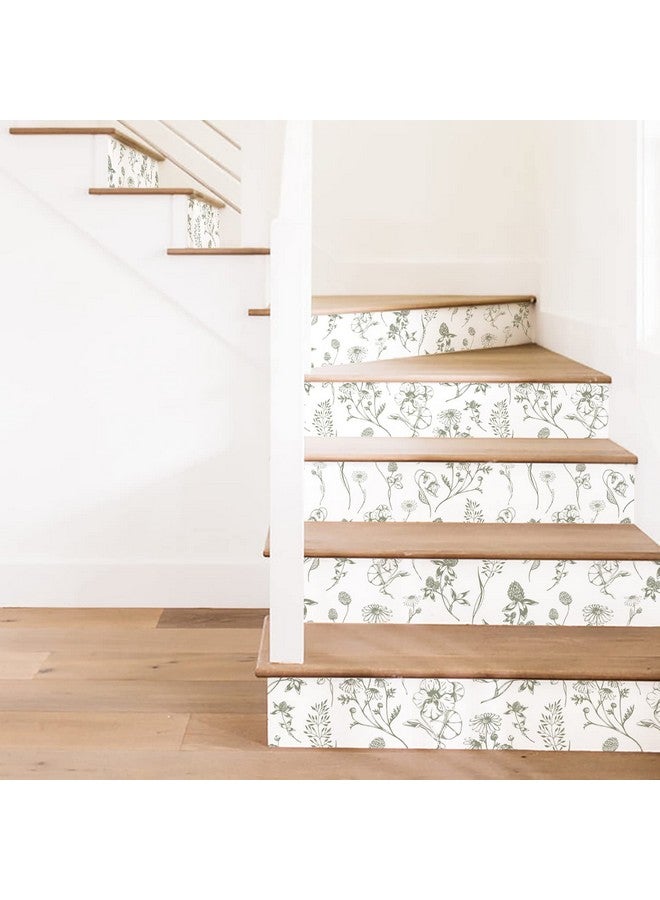 FUNLIFE 15Pcs Vinyl Peel And Stick Stair Riser Stickers, Self-Adhesive Staircase Riser Decals, 39.37"X7.09" Botanical Flowers - Image 3