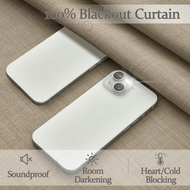 PleatedDrapes Memory Trained Pinch Pleated Tall Nursery Curtains 102 Inches Long, Blackout Oak Taupe Linen Blend Sound Dampening Thermal Windows Curtain Oatmeal Farmhouse Dining Room Drapes 40"W x 102"L x 2 Panels - Image 3