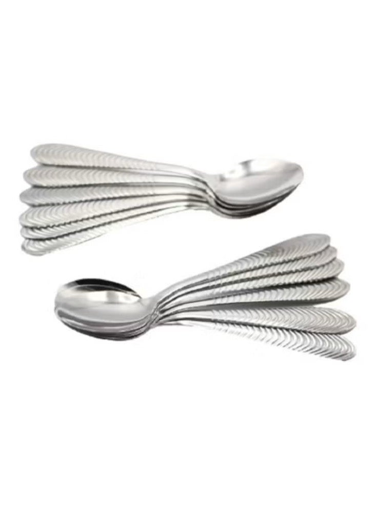 12-Piece Stainless Steel Dinner Spoon Set Silver - Image 1