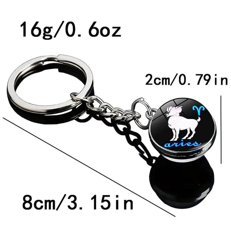 Zodiac Keychain: Aquarius, Glow-in-the-Dark Luminous Glass Ball Pendant - Zodiac Personalization, Constellation Keychain for Astrology Enthusiasts, Birthday Gifting, Everyday Casual Use - Image 2