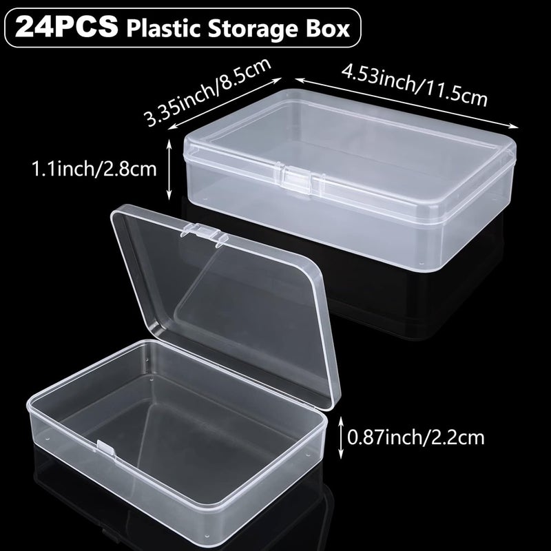 SENENQU SHANQ 24 Pack Small Clear Plastic Storage Containers Box with Lid, Mini Rectangular Storage Box, Transparent Storage Case Organizer for Bead Pill Candy Jewellery Craft – 4.5 x 3.3 x 1.1 inch - Image 2