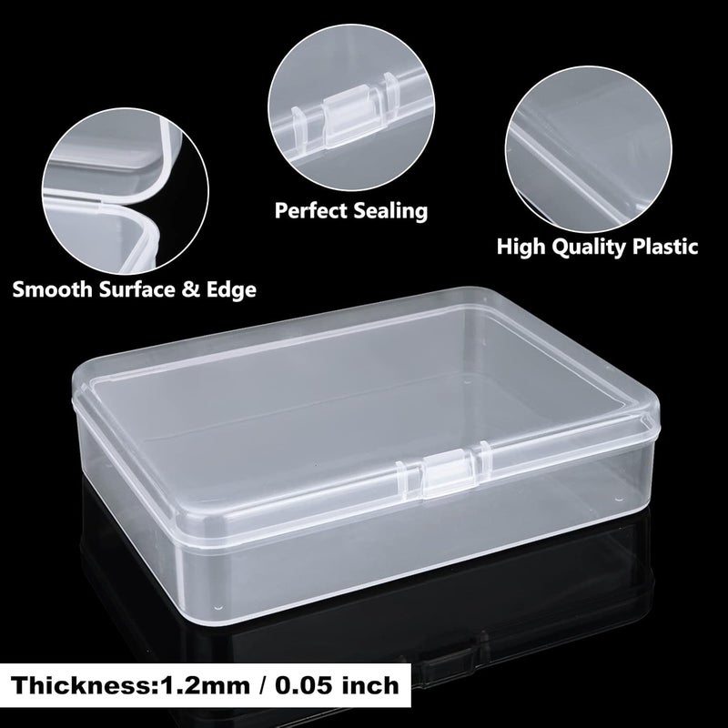 SENENQU SHANQ 24 Pack Small Clear Plastic Storage Containers Box with Lid, Mini Rectangular Storage Box, Transparent Storage Case Organizer for Bead Pill Candy Jewellery Craft – 4.5 x 3.3 x 1.1 inch - Image 3