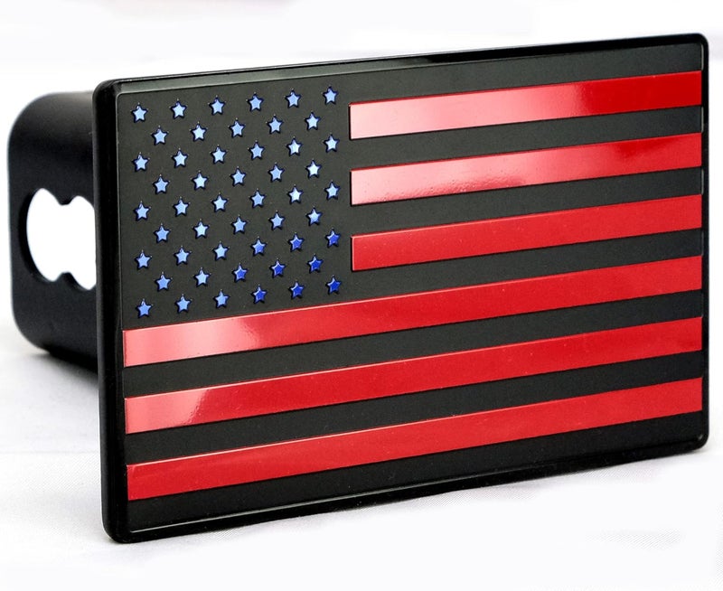 eVerHITCH USA American Flag Metal Hitch Cover - Fits 2" Receiver, Black/Red/Blue - Image 1