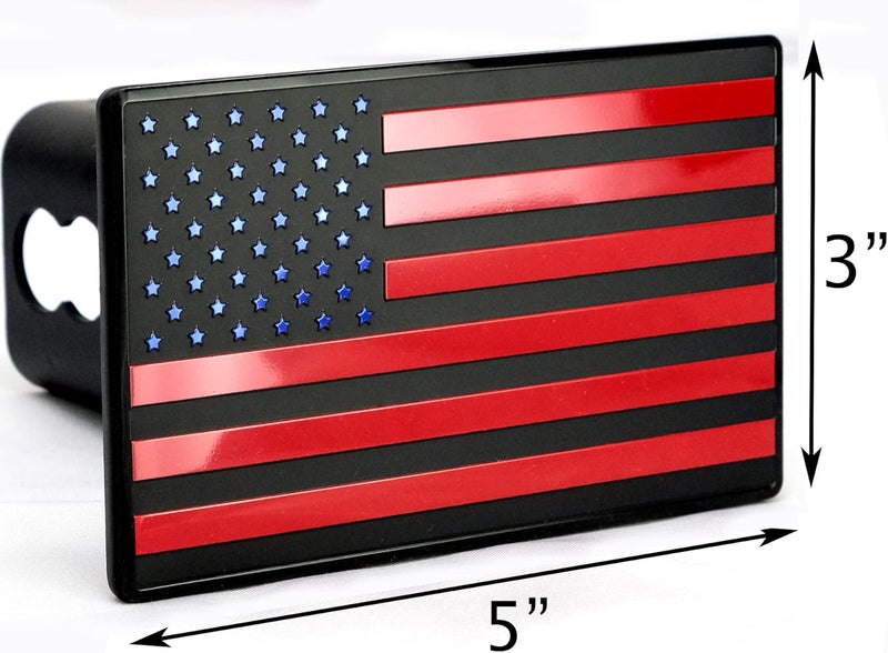 eVerHITCH USA American Flag Metal Hitch Cover - Fits 2" Receiver, Black/Red/Blue - Image 2