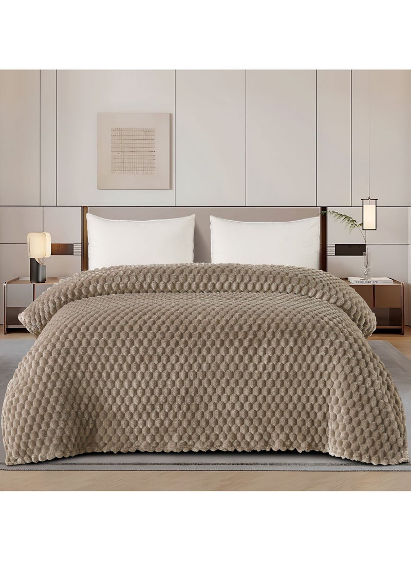 مينجلي بطانية سرير ناعمة الملمس محفر نفرين 1.8 كليو جرام مقاس كينج 220x200 سم