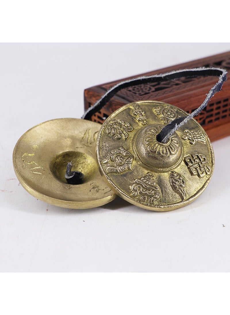 ماركة غير محددة Handcrafted Tibetan Tingsha Cymbals Meditation Bell Auspicious eight treasures 