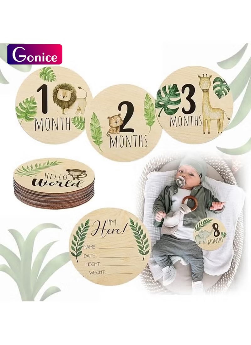 Gonice Milestone Cards, Milestone Discs, Double-Sided Carved Welcome Sign, 7 Pieces  - Image 1