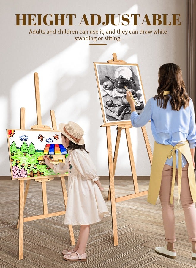1.5m Adjustable Wooden Easel Professiona Sketch Drawing Stand With Inclinable Mast Sturdy Pinewood Art Display Canvas Height 20 Cm - 150 Cm, Perfect For Artists Easel Stand For Painting Large - Image 5