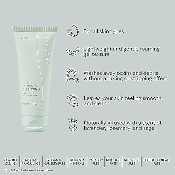 SEACRET Minerals Reviving Cleansing Gel, Gentle Face Wash for Women, with AHA, Minerals from the Dead Sea, Hydrating & Rejuvenating Skin Cleanser, 3.4 Fl Oz / 100 ml - Image 4