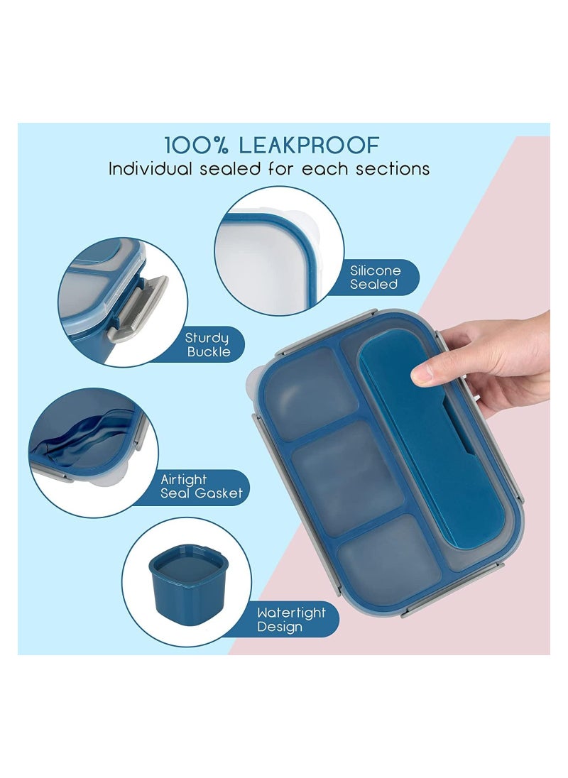 LA' PRECIOUS Lunch Box for Adults and Kids 4 Compartment Lunch Box with Fork - Durable Perfect Size - Leak-Proof - Reusable - BPA Free and Freezer Safe Food Containers  - Image 3
