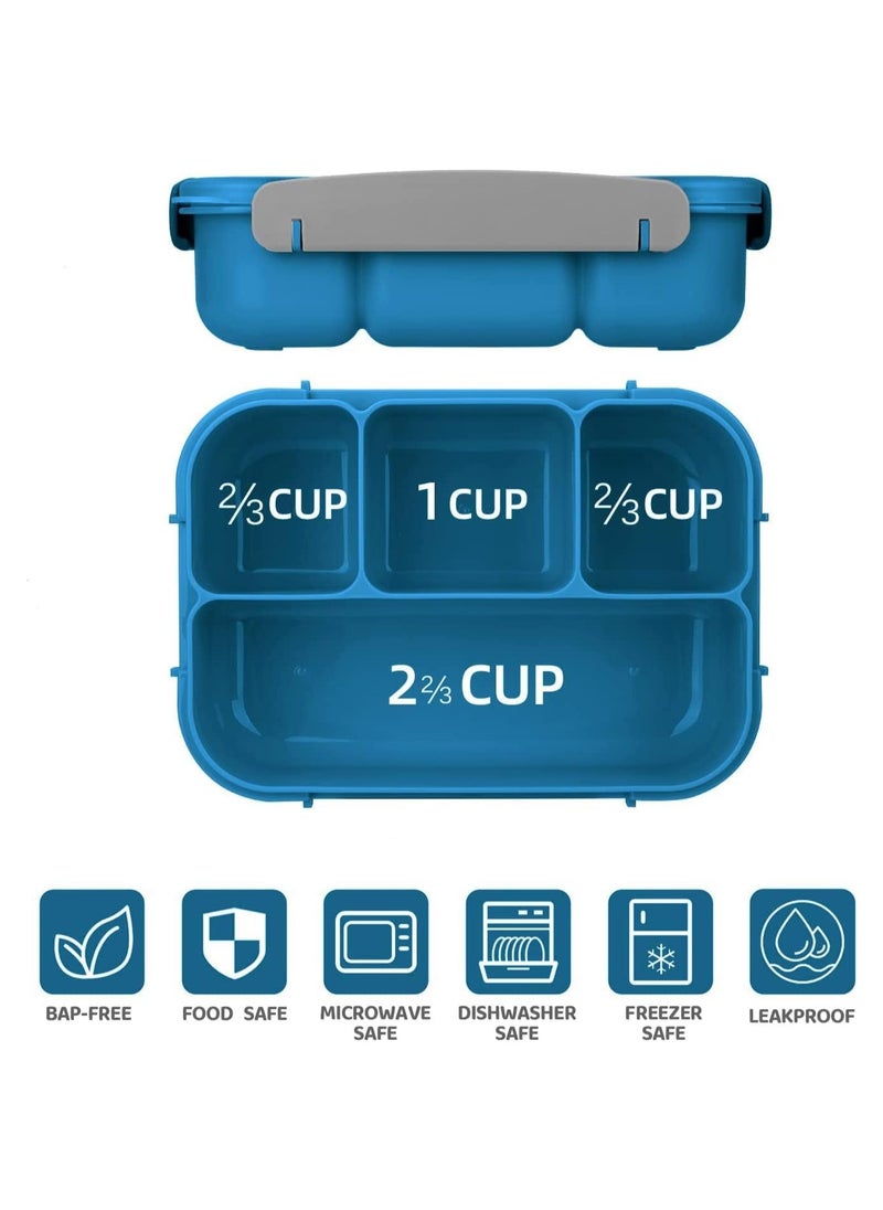 LA' PRECIOUS Lunch Box for Adults and Kids 4 Compartment Lunch Box with Fork - Durable Perfect Size - Leak-Proof - Reusable - BPA Free and Freezer Safe Food Containers  - Image 2