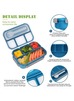 LA' PRECIOUS Lunch Box for Adults and Kids 4 Compartment Lunch Box with Fork - Durable Perfect Size - Leak-Proof - Reusable - BPA Free and Freezer Safe Food Containers  - Image 4