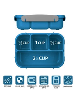 LA' PRECIOUS Lunch Box for Adults and Kids 4 Compartment Lunch Box with Fork - Durable Perfect Size - Leak-Proof - Reusable - BPA Free and Freezer Safe Food Containers  - Image 2