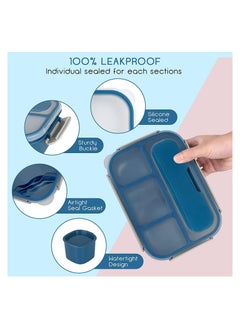 LA' PRECIOUS Lunch Box for Adults and Kids 4 Compartment Lunch Box with Fork - Durable Perfect Size - Leak-Proof - Reusable - BPA Free and Freezer Safe Food Containers  - Image 3
