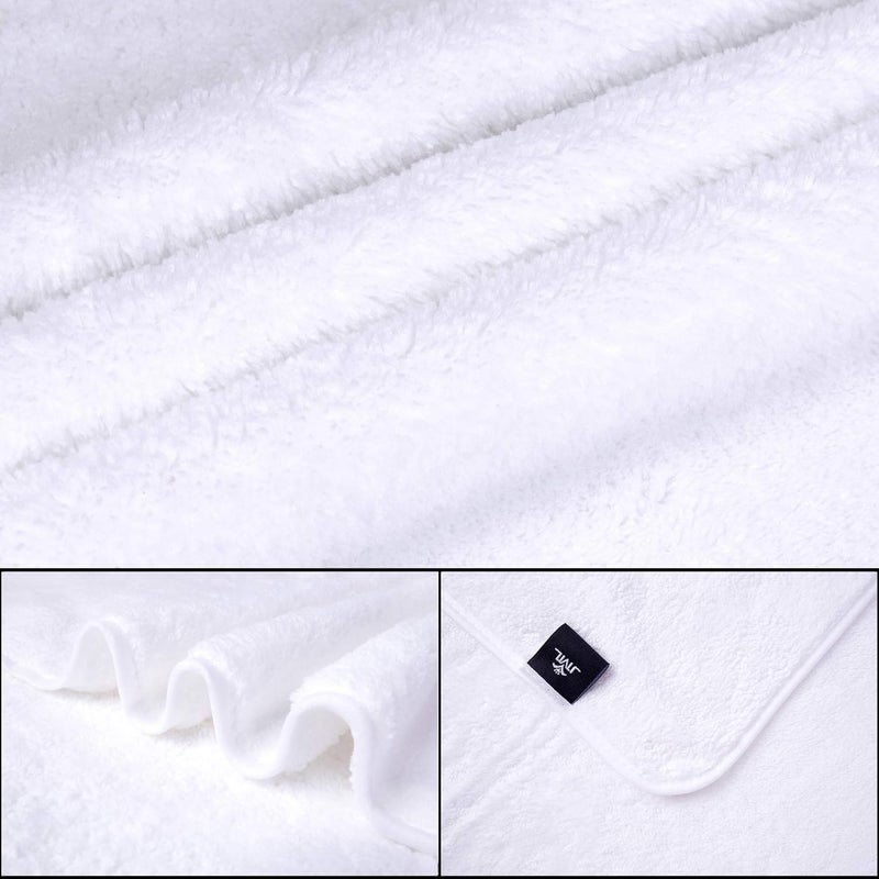 JML Bath Towels (2 Pack, 30"x60"), White Fleece Bath Towel, Luxury Hotel & SPA Towel Sets - Super Soft and Absorbent, Lint Free, Fade Resistant Oversized Bath Towel, Coral Fleece White - Image 2