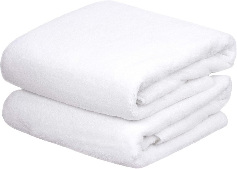 JML Bath Towels (2 Pack, 30"x60"), White Fleece Bath Towel, Luxury Hotel & SPA Towel Sets - Super Soft and Absorbent, Lint Free, Fade Resistant Oversized Bath Towel, Coral Fleece White - Image 1