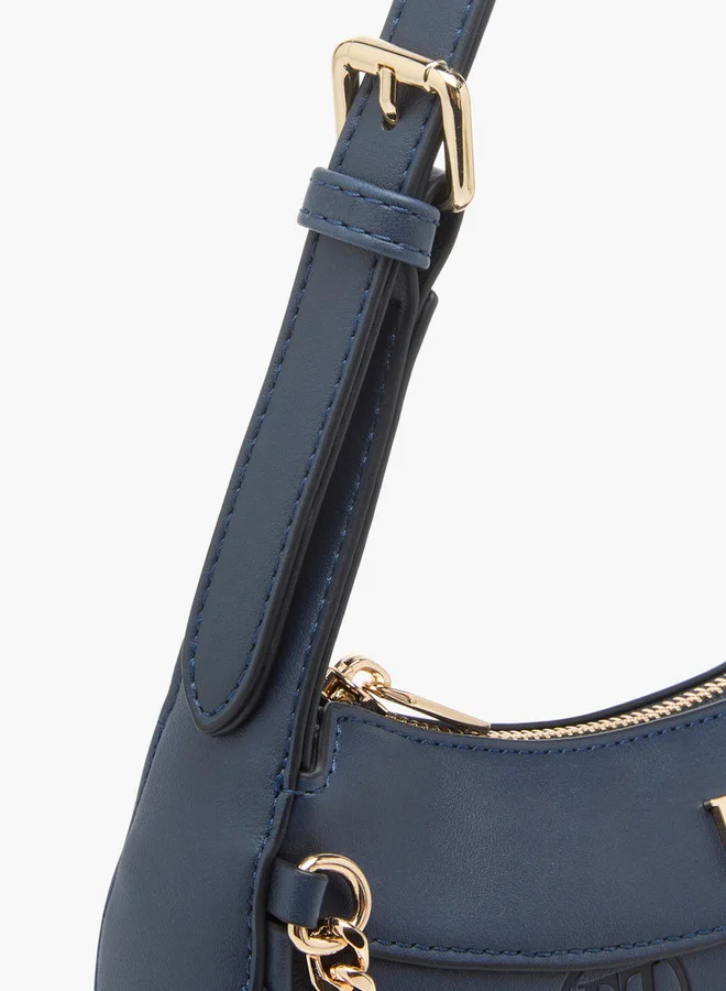 ELLE Women's Monogram Embossed Shoulder Bag with Zip Closure