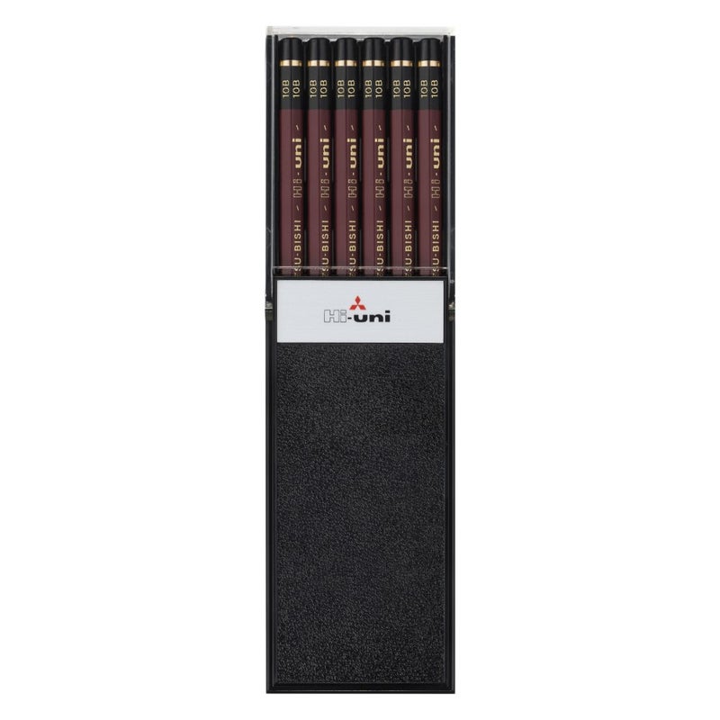 Uni Hi-Uni Wooden Pencil - 10B - Box of 12 (HU10B) - Image 1