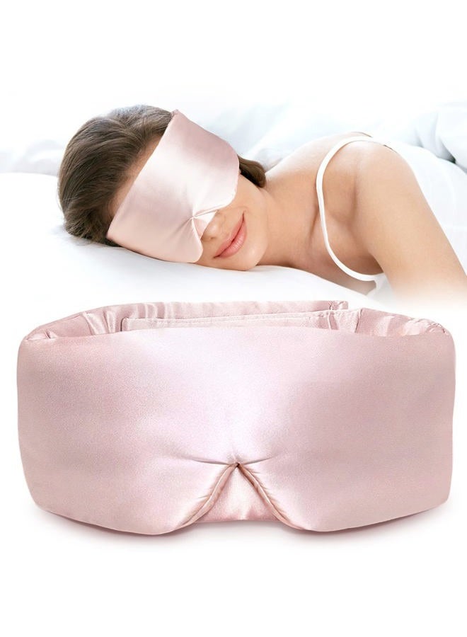 LitBear Silk Sleep Mask for Side Sleeper, Eye Mask Sleeping for Women Men 100% 22 Momme Pure Mulberry Silk, Face-Hugging Padded Eye Cover for Sleeping with Adjustable Band (Pink) - Image 1