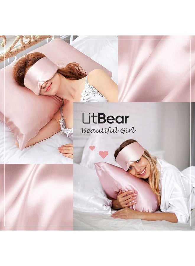 LitBear Silk Sleep Mask for Side Sleeper, Eye Mask Sleeping for Women Men 100% 22 Momme Pure Mulberry Silk, Face-Hugging Padded Eye Cover for Sleeping with Adjustable Band (Pink) - Image 5