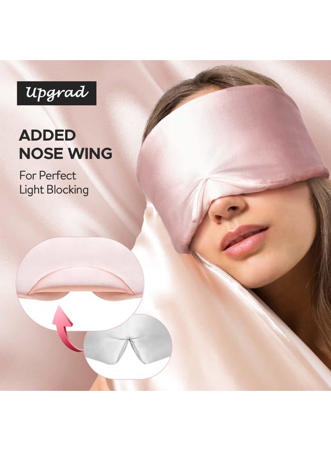 LitBear Silk Sleep Mask for Side Sleeper, Eye Mask Sleeping for Women Men 100% 22 Momme Pure Mulberry Silk, Face-Hugging Padded Eye Cover for Sleeping with Adjustable Band (Pink) - Image 3
