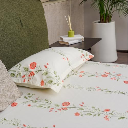 Urban Space Serene 100% Cotton 200 TC Printed Bedsheet for Single Bed with 1 Pillow Cover (Size 58 x 90 inches, Veil Bloom - Peach) - Image 5